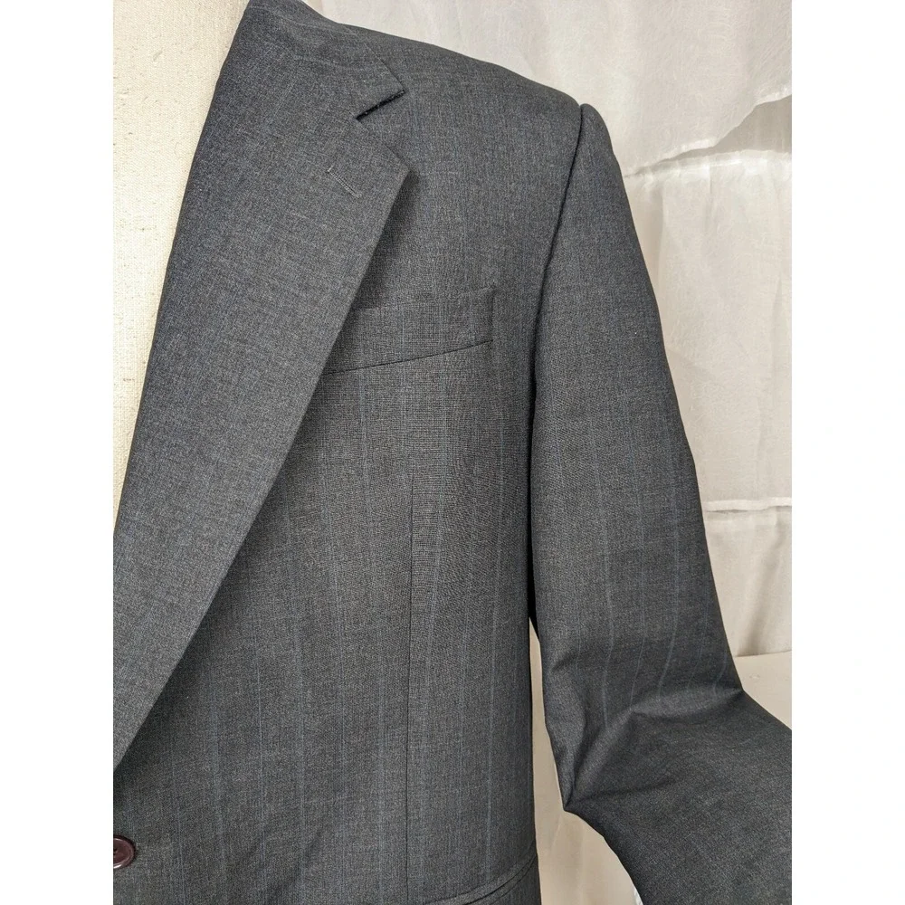Gian Carlo Lamberti Made in Italy Vtg Gray Virgin Wool Suit Jacket Size 43